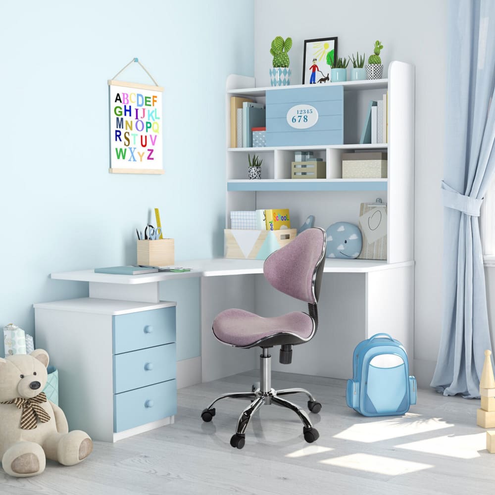 hjh OFFICE Kinderdrehstuhl aus Stoff, Rosa ROSA STOFF Kinder