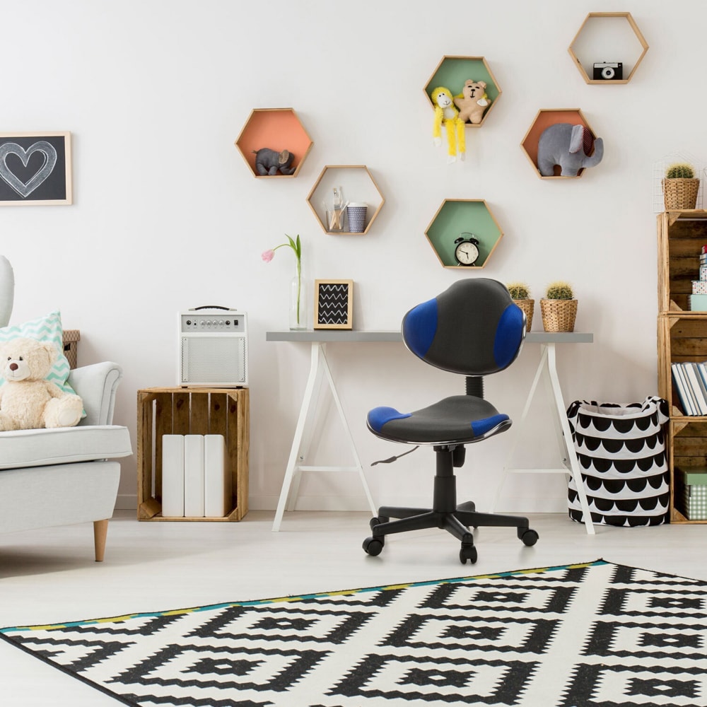 hjh OFFICE Kinderdrehstuhl aus Stoff, Grau/Blau GRAU STOFF Kinder