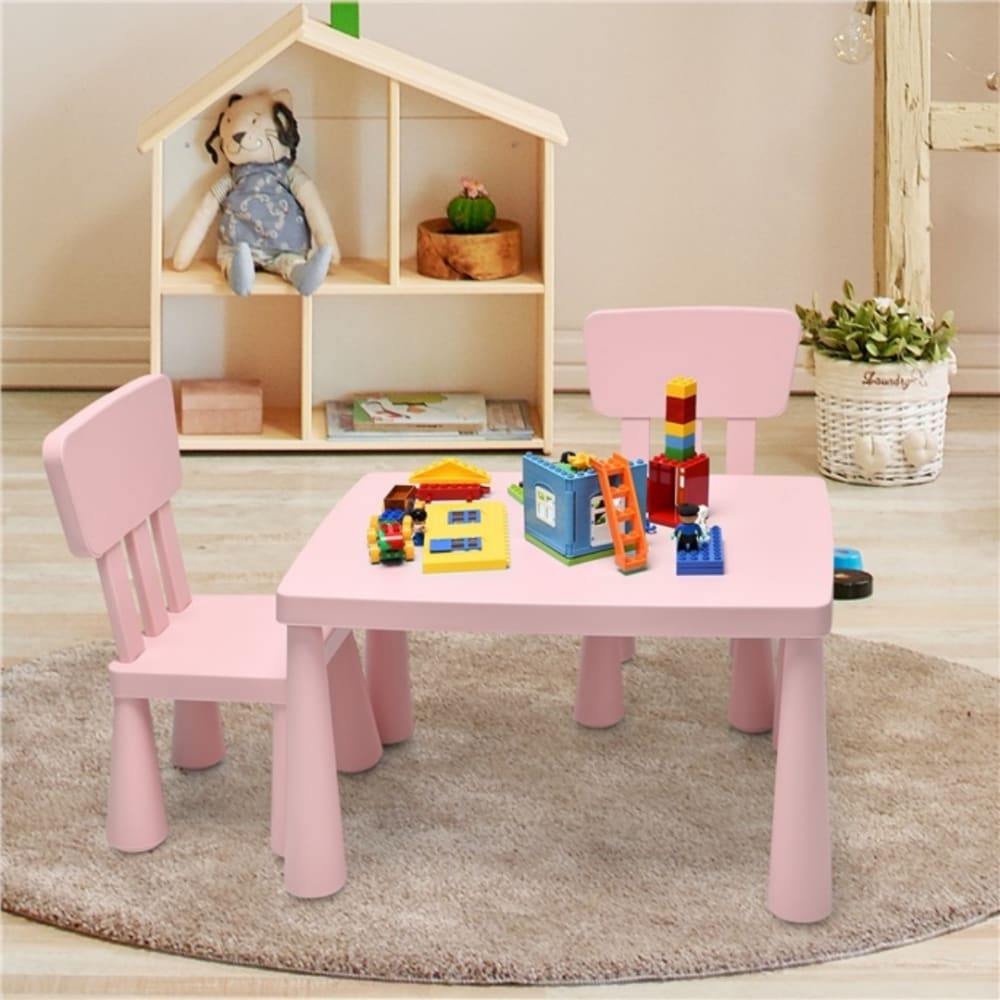 Table enfant avec chaise en plastique rose