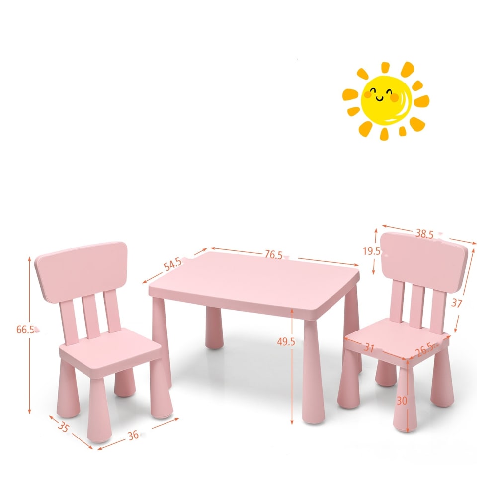 Table enfant avec chaise en plastique rose (Giantex) - Image 2