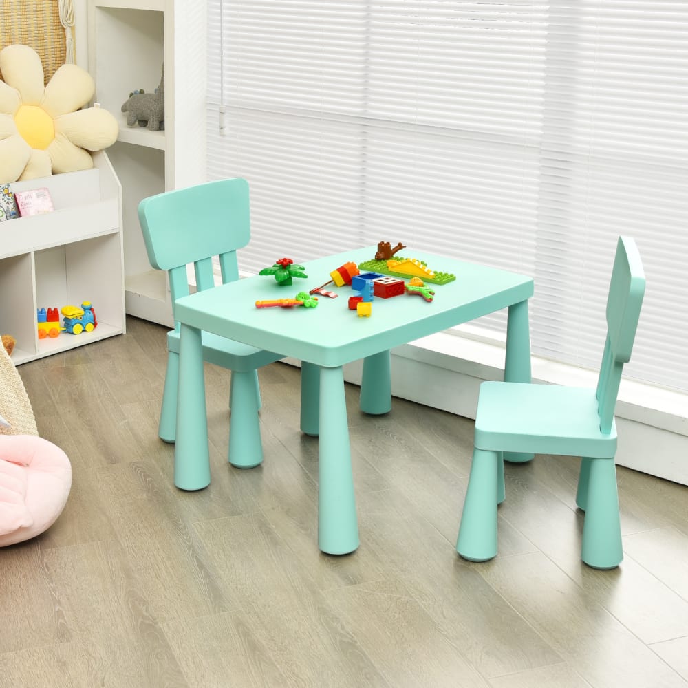Table et 2 chaises enfant en plastique pour enfants 1-7 ans vert
