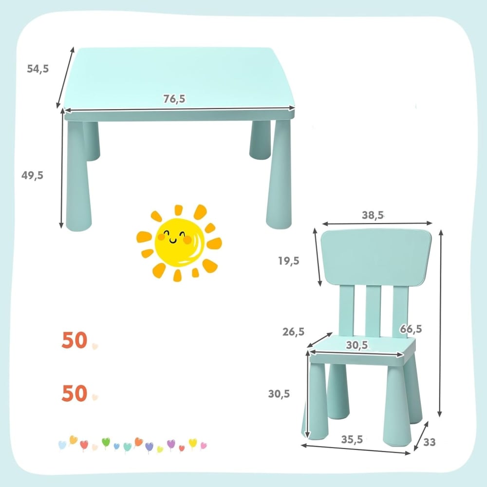 Table et 2 chaises enfant en plastique pour enfants 1-7 ans vert (Giantex) - Image 2