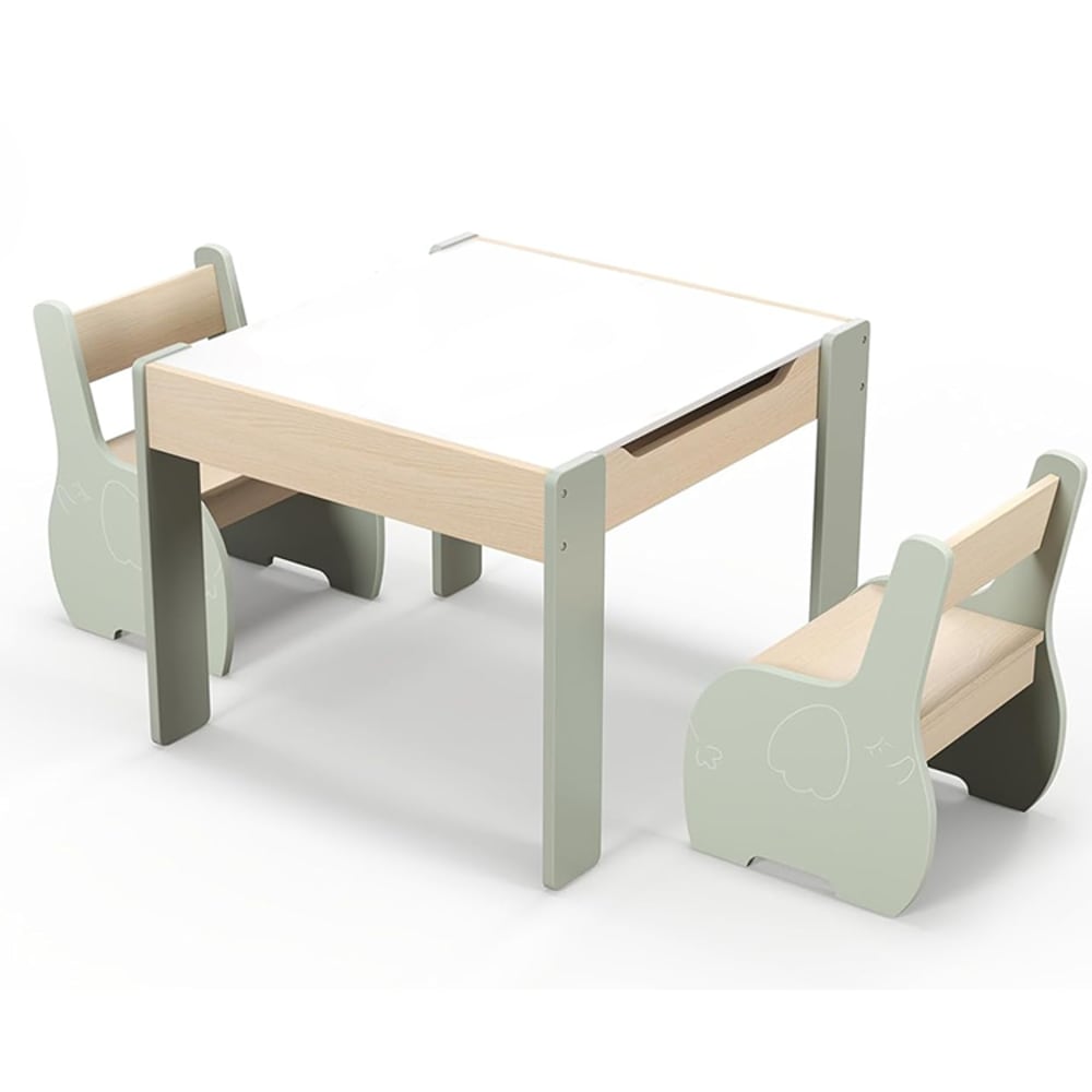 Table enfant avec chaise dossier ergonomique vert