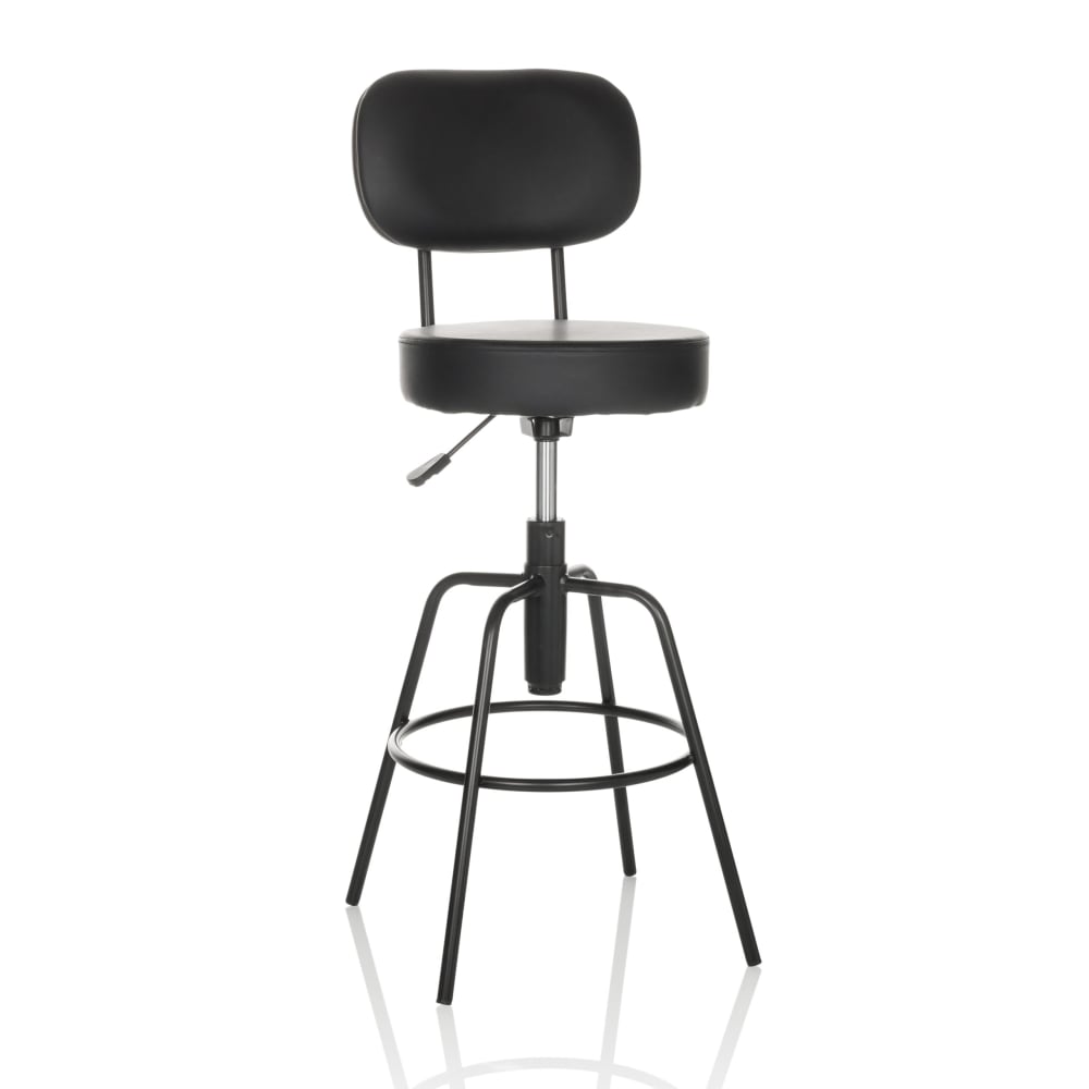 hjh OFFICE Barhocker aus Kunstleder, Schwarz Schwarz Stoff