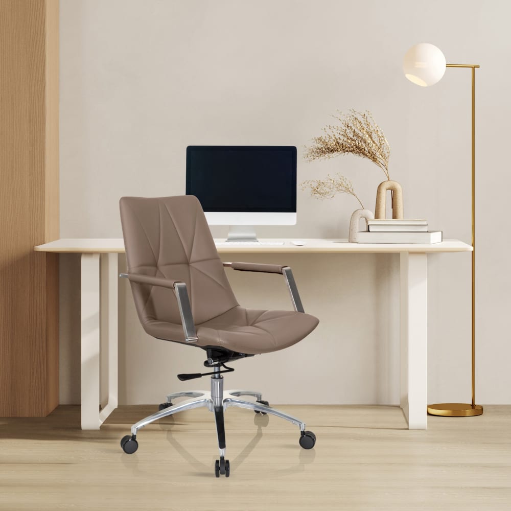 Home Office Bürostuhl aus Kunstleder, Macchiatobraun - Maisons Du