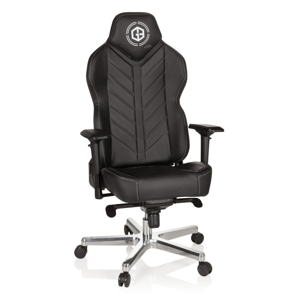 hjh OFFICE Gamingstuhl aus Kunstleder, Schwarz Schwarz Stoff