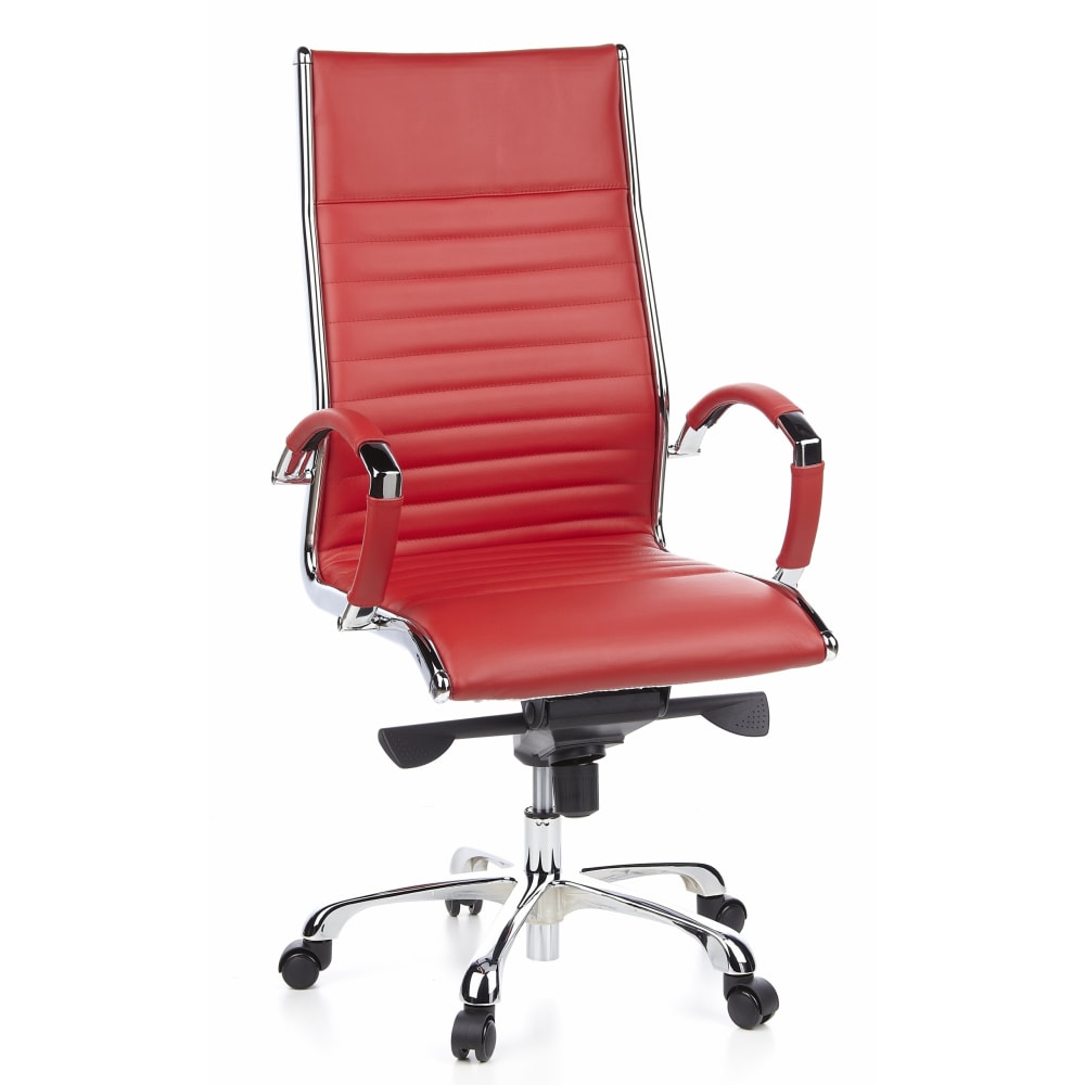 hjh OFFICE Profi Chefsessel aus Leder, Rot Rot Leder