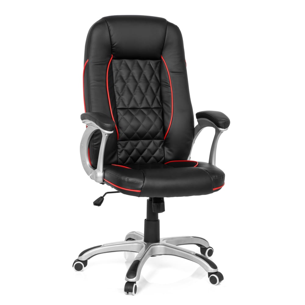 MyBuero Gamingstuhl aus Kunstleder, Schwarz/Rot Schwarz Stoff