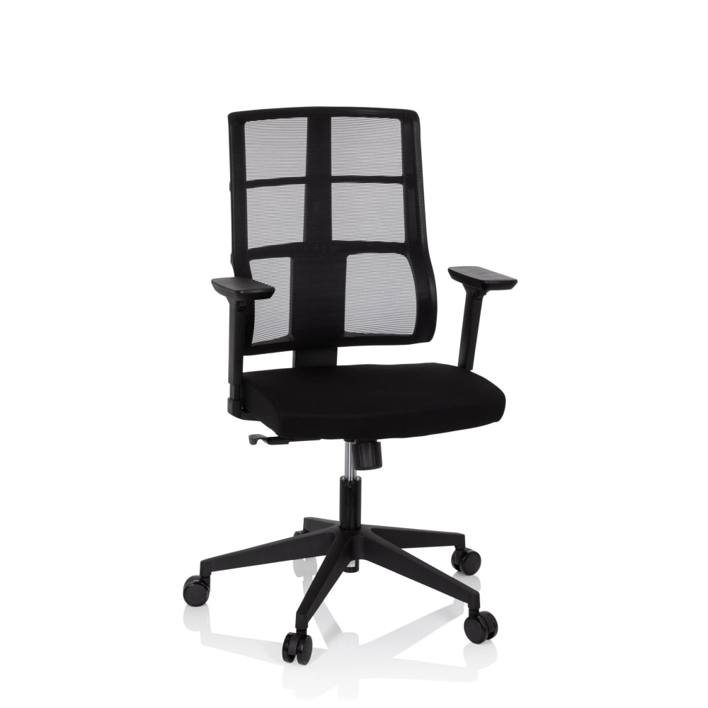 hjh OFFICE Profi Bürostuhl aus Stoff / Netzstoff, Schwarz Schwarz