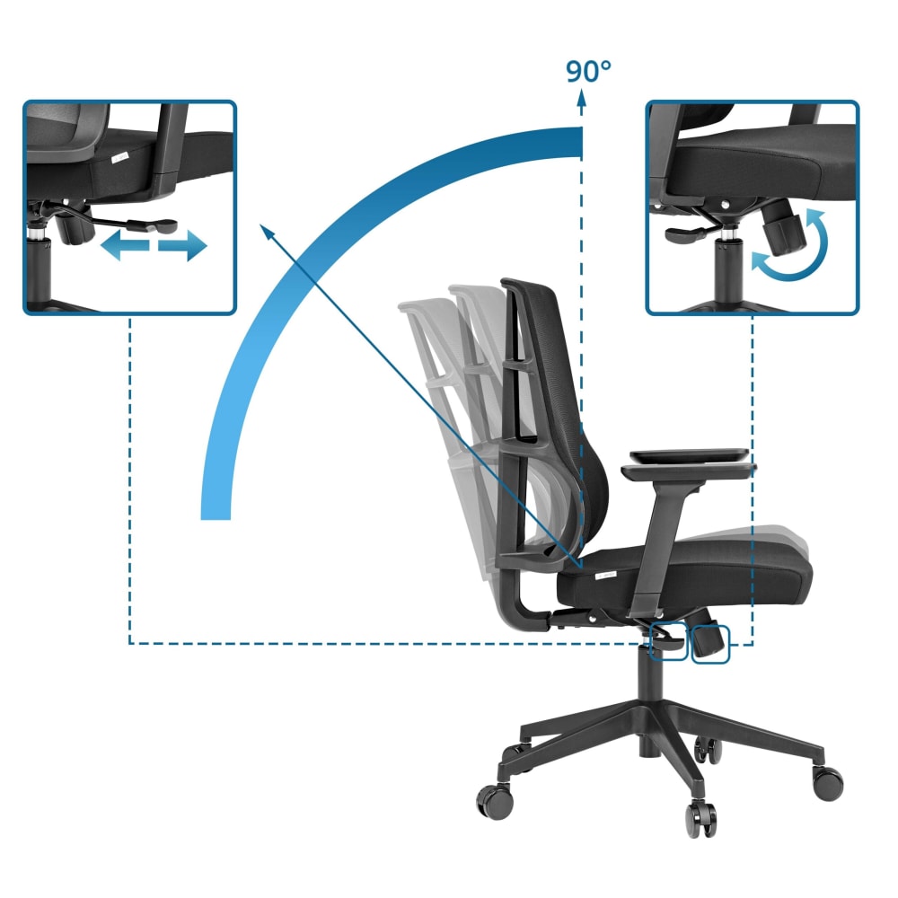 Profi Bürostuhl aus Stoff / Netzstoff, Schwarz - Maisons Du Monde