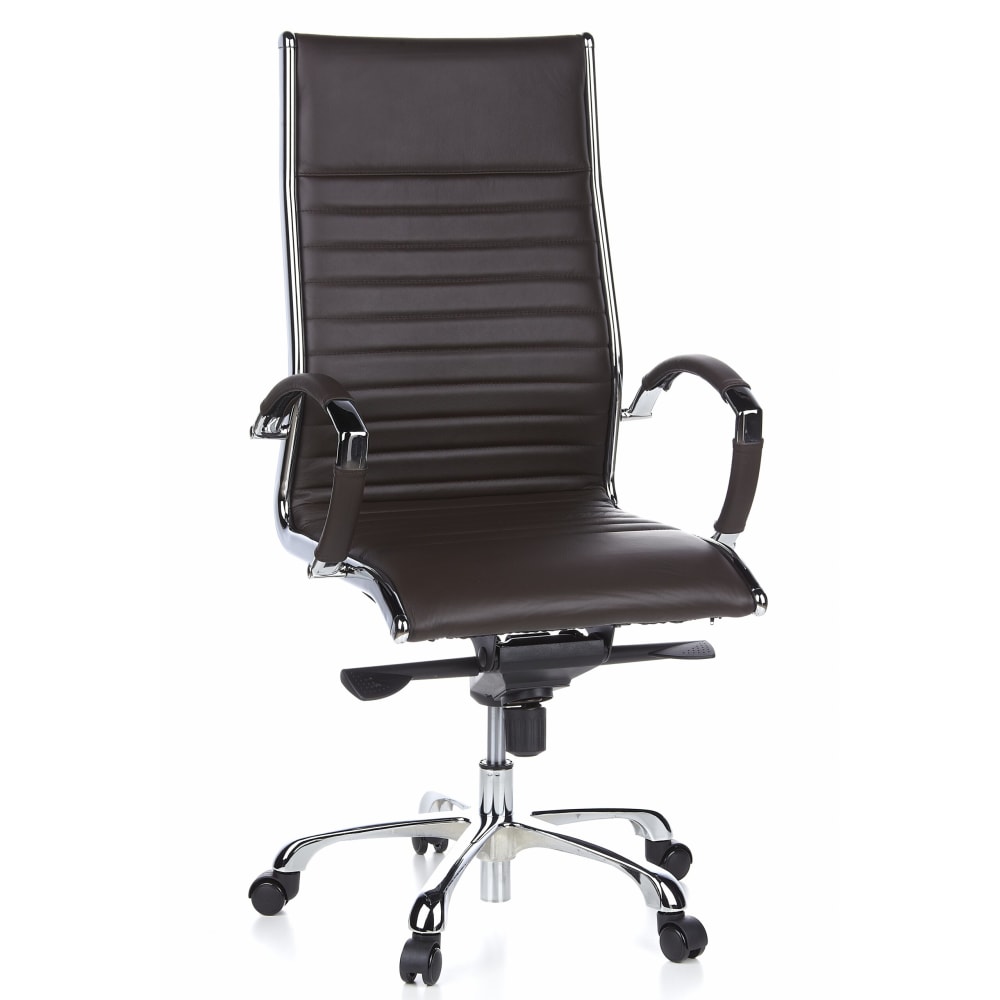 hjh OFFICE Profi Chefsessel aus Leder, Braun Braun Leder