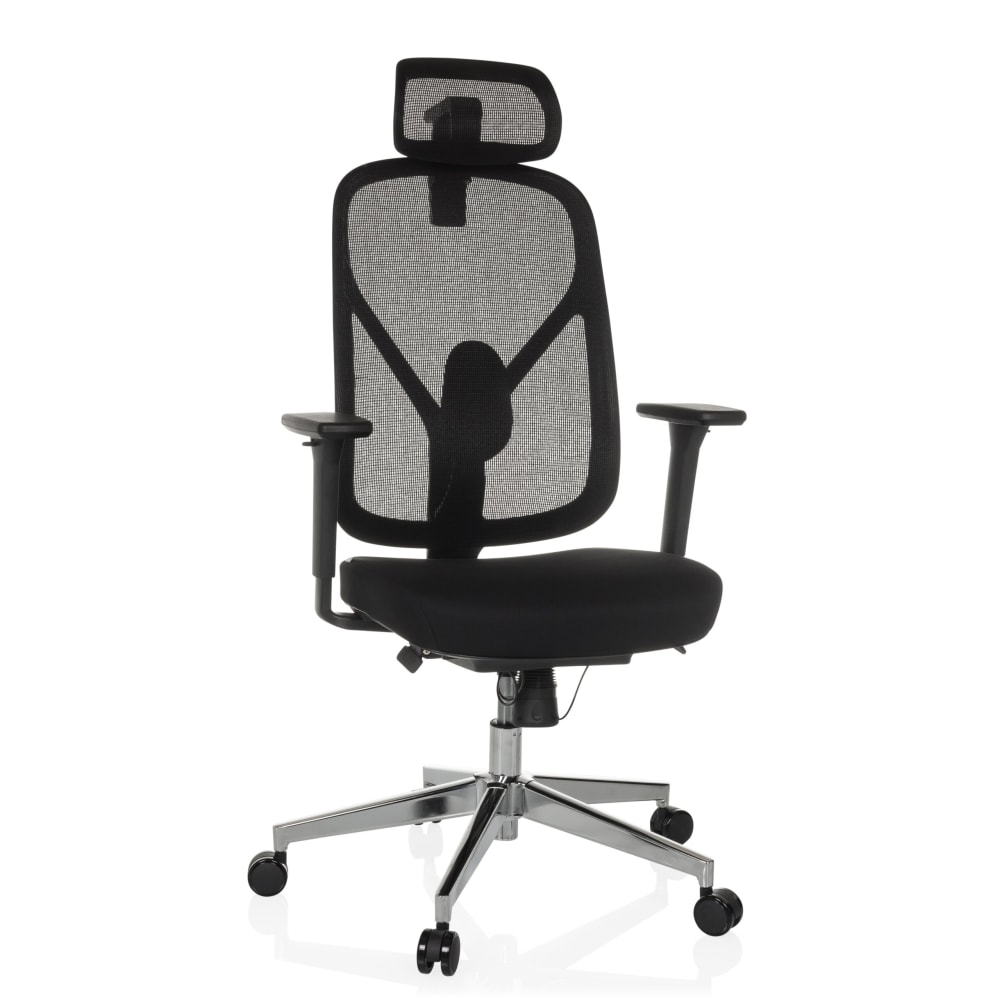 hjh OFFICE Profi Bürostuhl aus Stoff / Netzstoff, Schwarz Schwarz