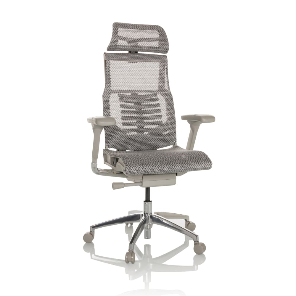 hjh OFFICE High End Bürostuhl aus Netzstoff, Hellgrau - -