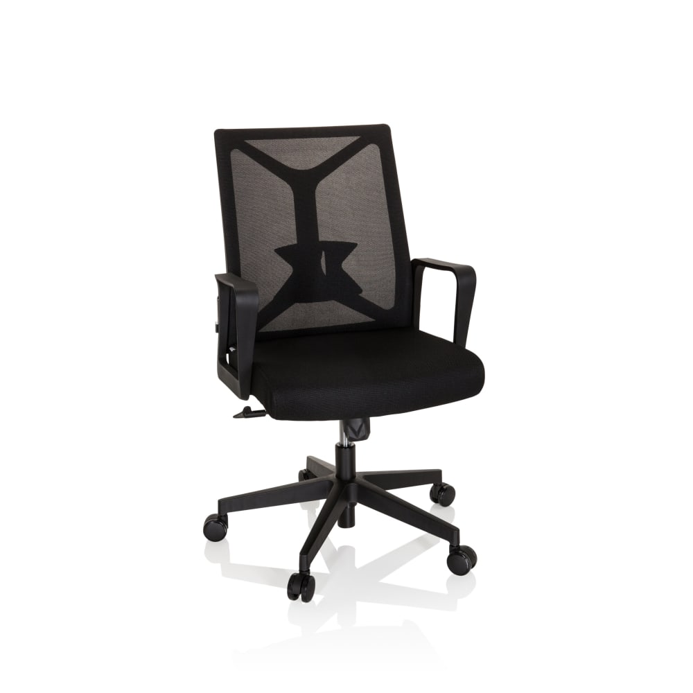 hjh OFFICE Home Office Bürostuhl aus Stoff / Netzstoff, Schwarz Schwarz