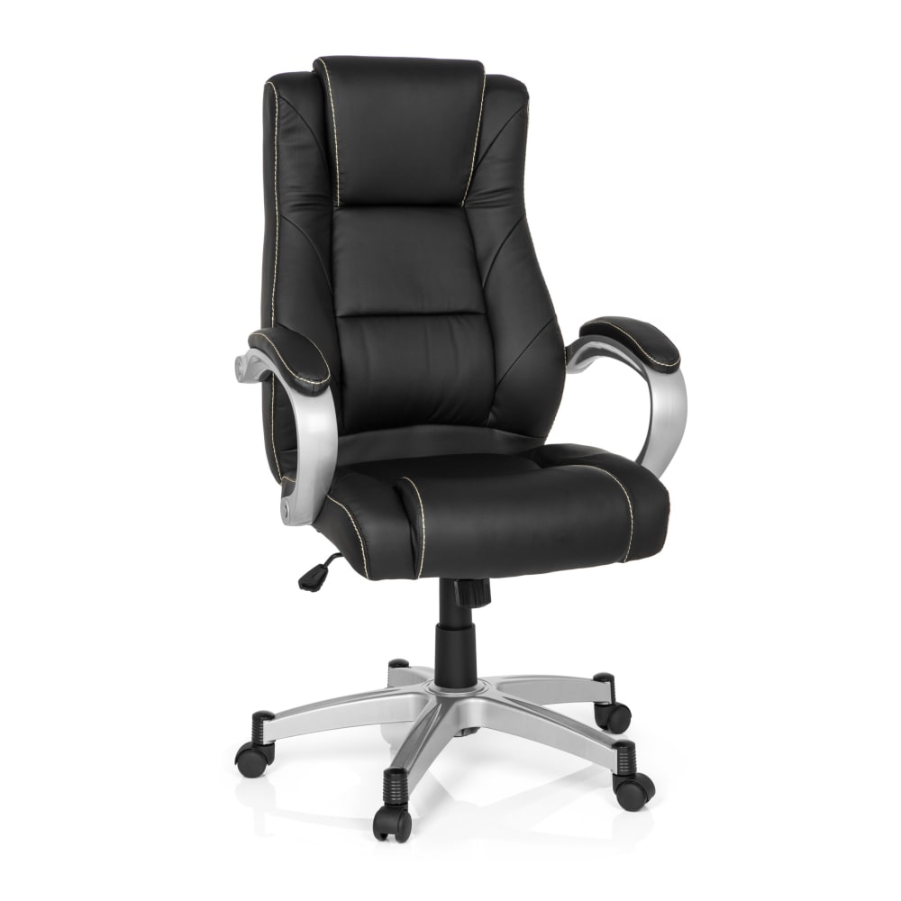 MyBuero Gamingstuhl aus Kunstleder, Schwarz Schwarz Stoff