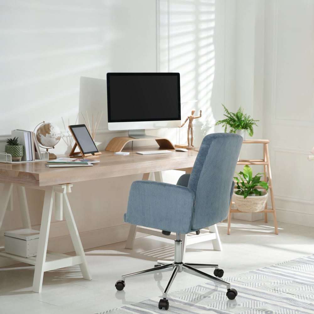 Home Office Bürostuhl aus Stoff, Blaugrau - Maisons Du Monde