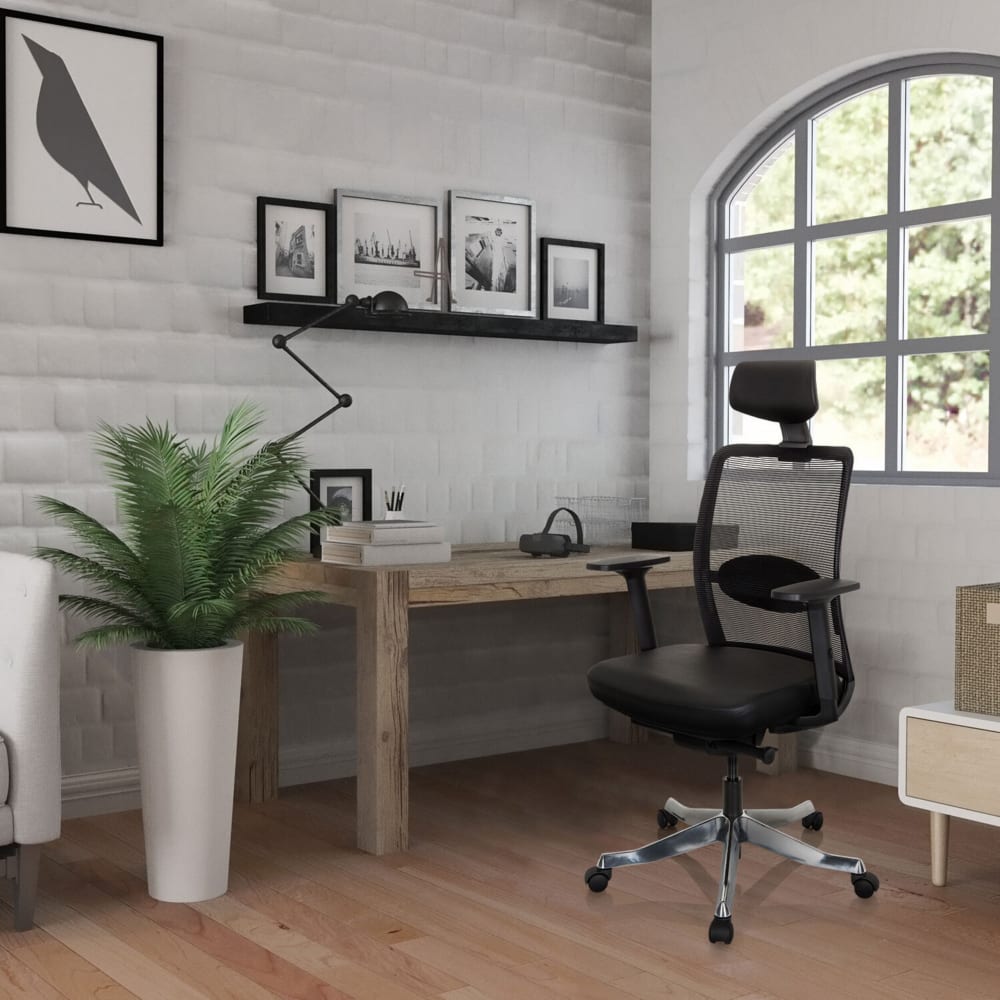Luxus Chefsessel aus Leder/Netzstoff, Schwarz - Maisons Du Monde