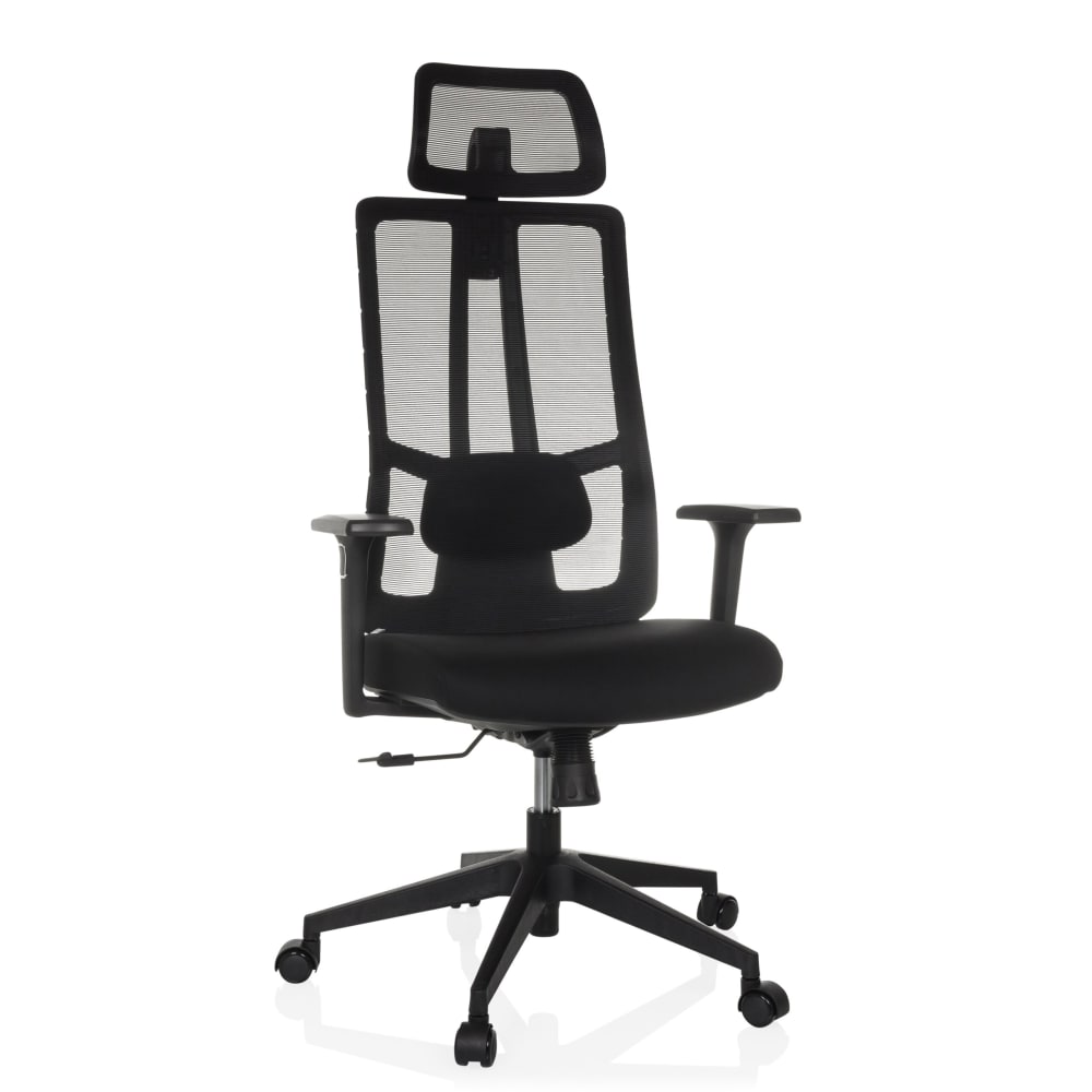 hjh OFFICE Profi Bürostuhl aus Stoff / Netzstoff, Schwarz Schwarz