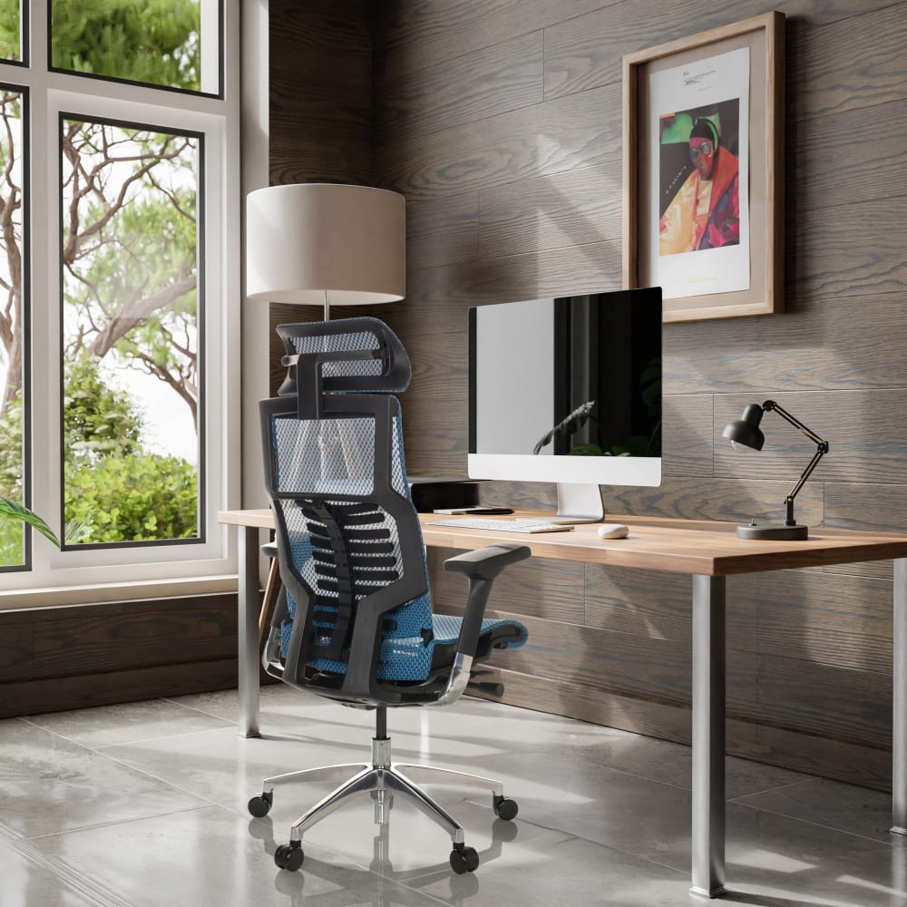 High End Bürostuhl aus Netzstoff, Blau - Maisons Du Monde