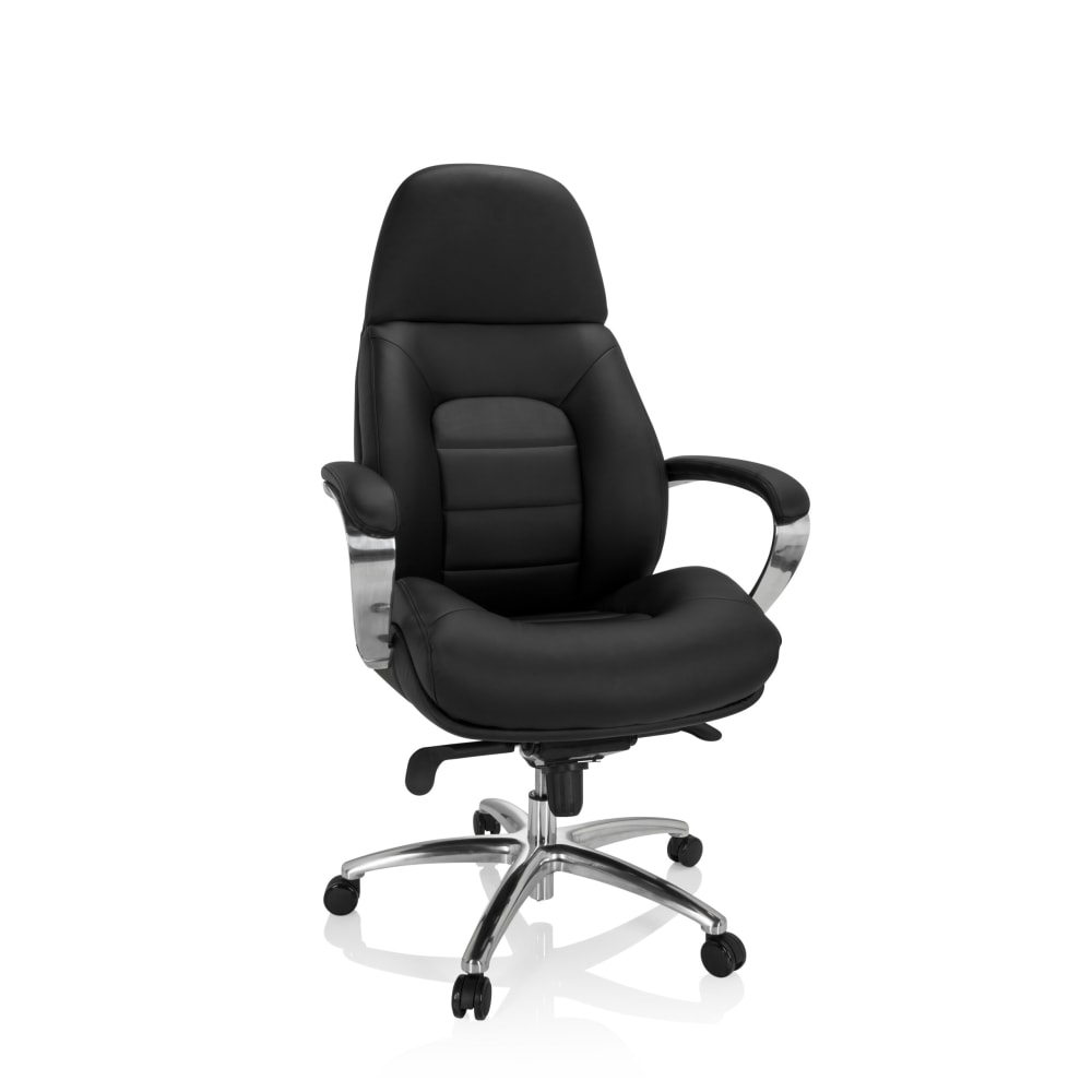 hjh OFFICE XXL Drehstuhl aus Kunstleder, Schwarz Schwarz Stoff