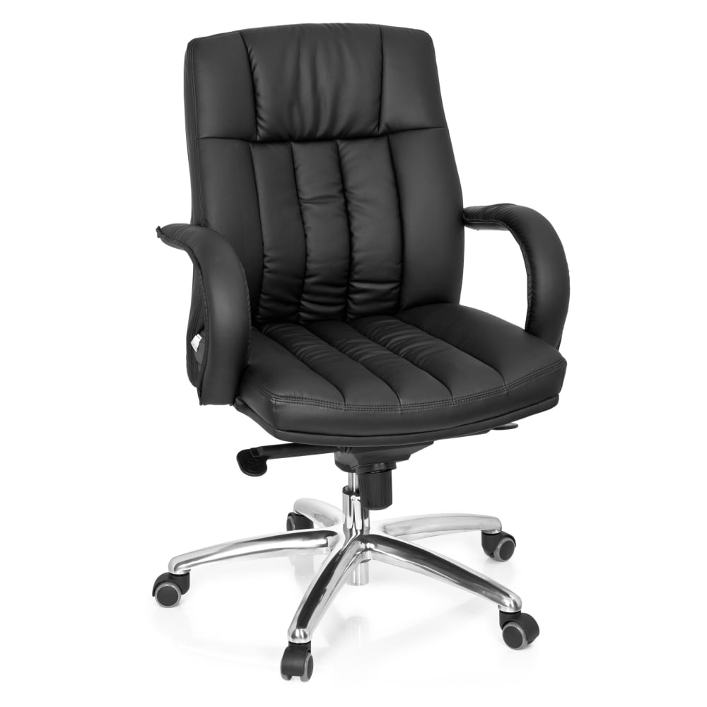 hjh OFFICE XXL Drehstuhl aus Kunstleder, Schwarz Schwarz Stoff