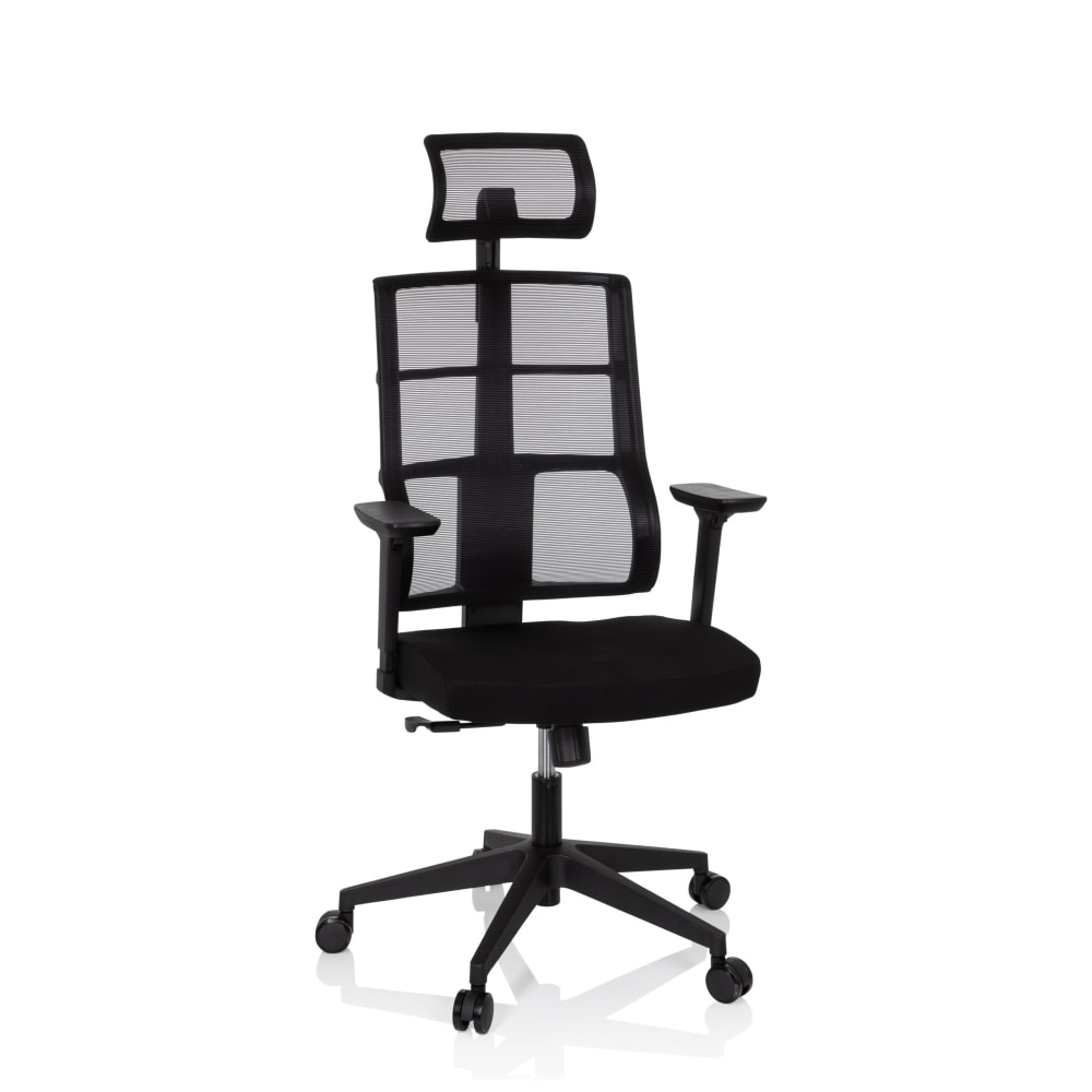 hjh OFFICE Profi Bürostuhl aus Stoff / Netzstoff, Schwarz Schwarz