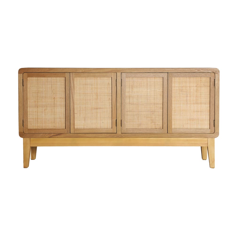 Buffet en bois de sapin brun clair, 160x40x80 cm