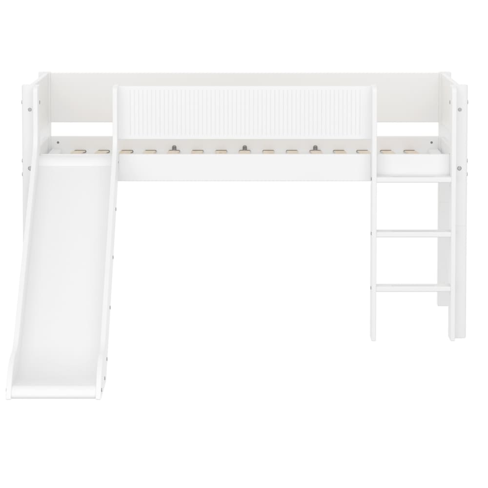 Lit mi-hauteur avec échelle et toboggan effet bois blanc 90x200cm - Maisons du Monde