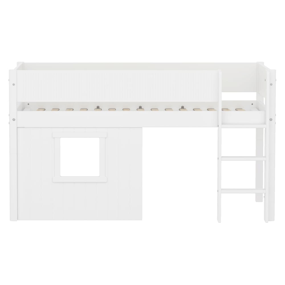 Lit mi-hauteur échelle et façades effet bois blanc 90x200cm - Maisons du Monde