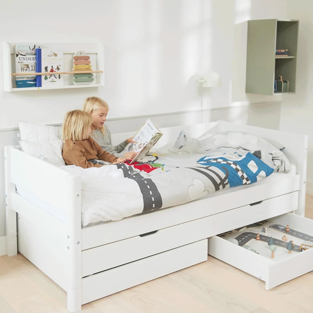 Banquette-lit effet bois blanc 90x200cm - Maisons du Monde