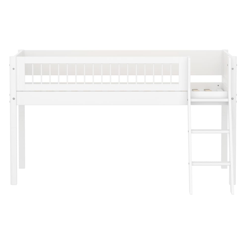 Lit mi-hauteur avec échelle inclinée effet bois blanc 90x200cm - Maisons du Monde