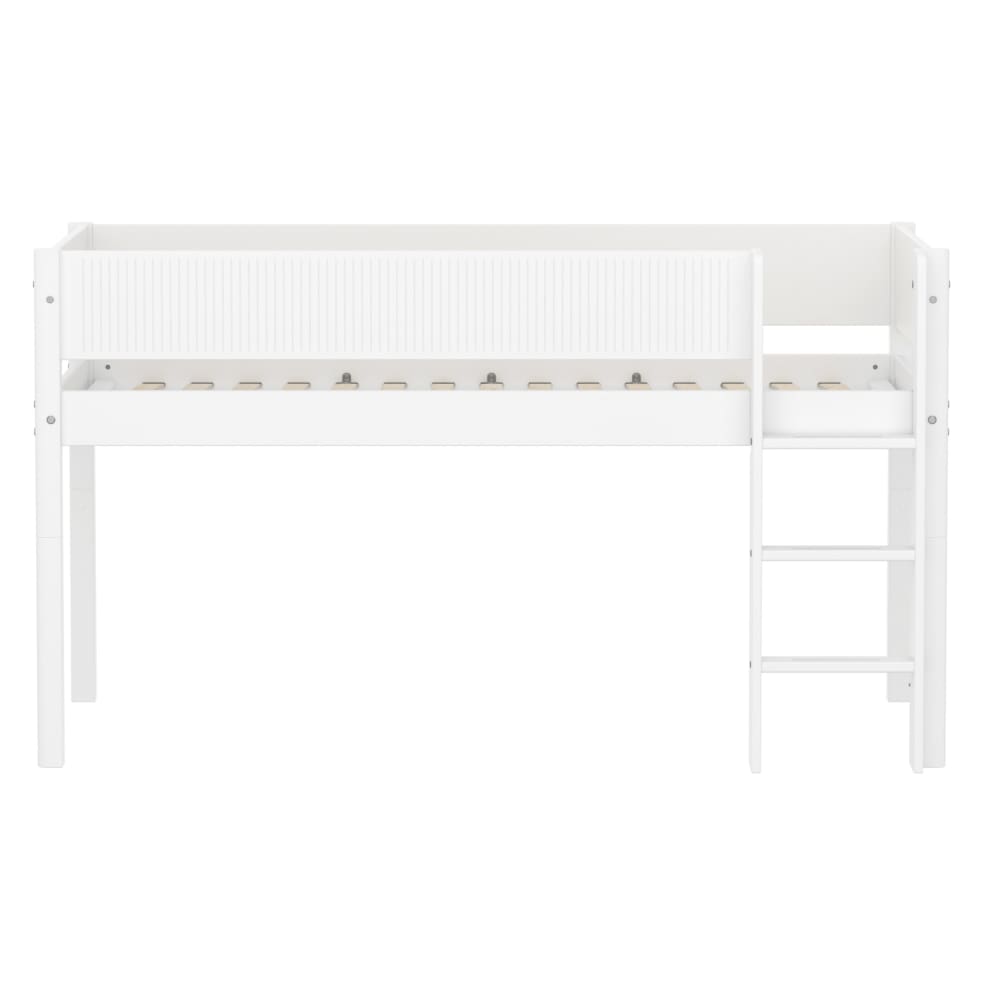 Lit mi-hauteur avec échelle droite effet bois blanc 90x200cm - Maisons du Monde