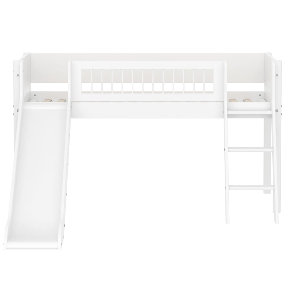 Lit mi-hauteur avec échelle et toboggan effet bois blanc 90x200cm - Maisons du Monde