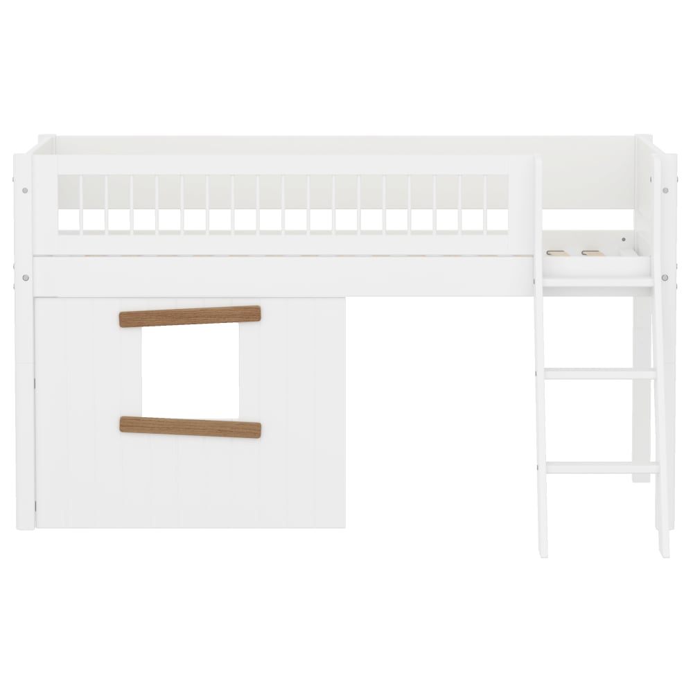 Lit mi-hauteur échelle et façades effet bois blanc 90x200cm - Maisons du Monde