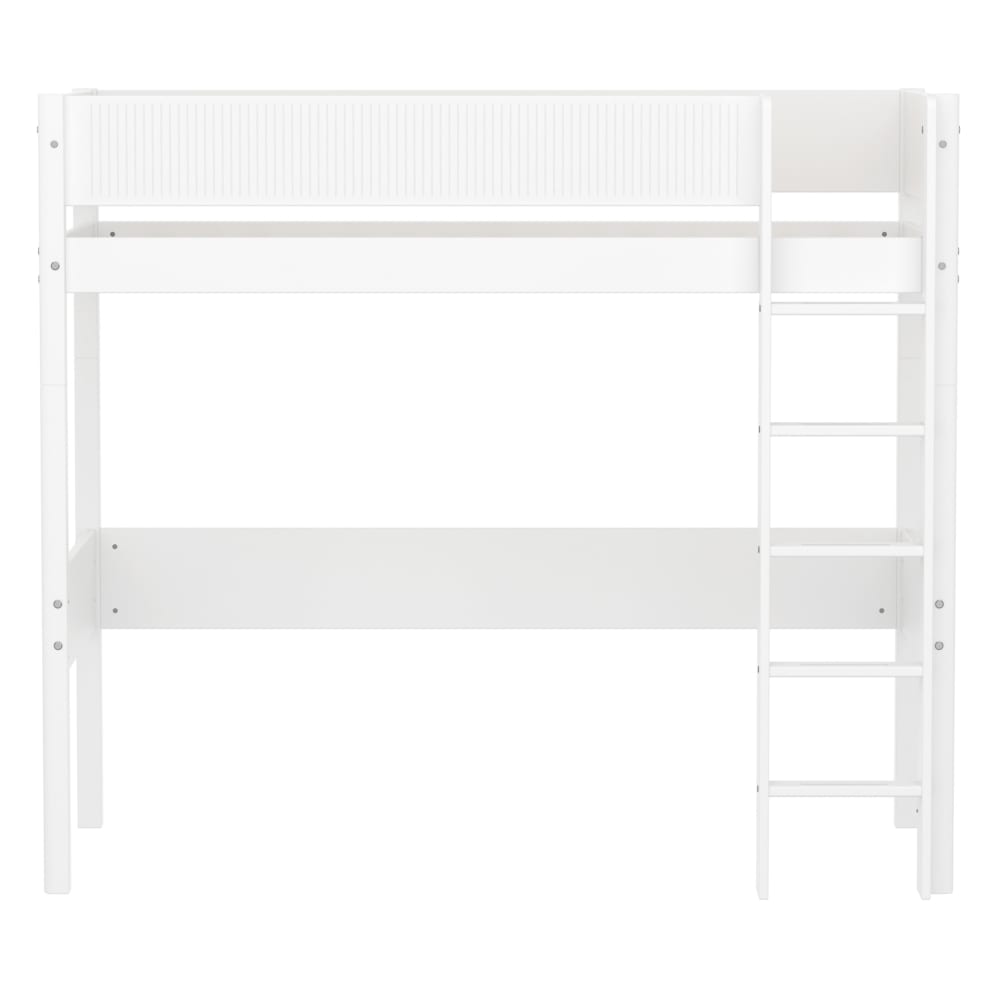 Lit mezzanine avec échelle droite effet bois blanc 90x200cm - Maisons du Monde