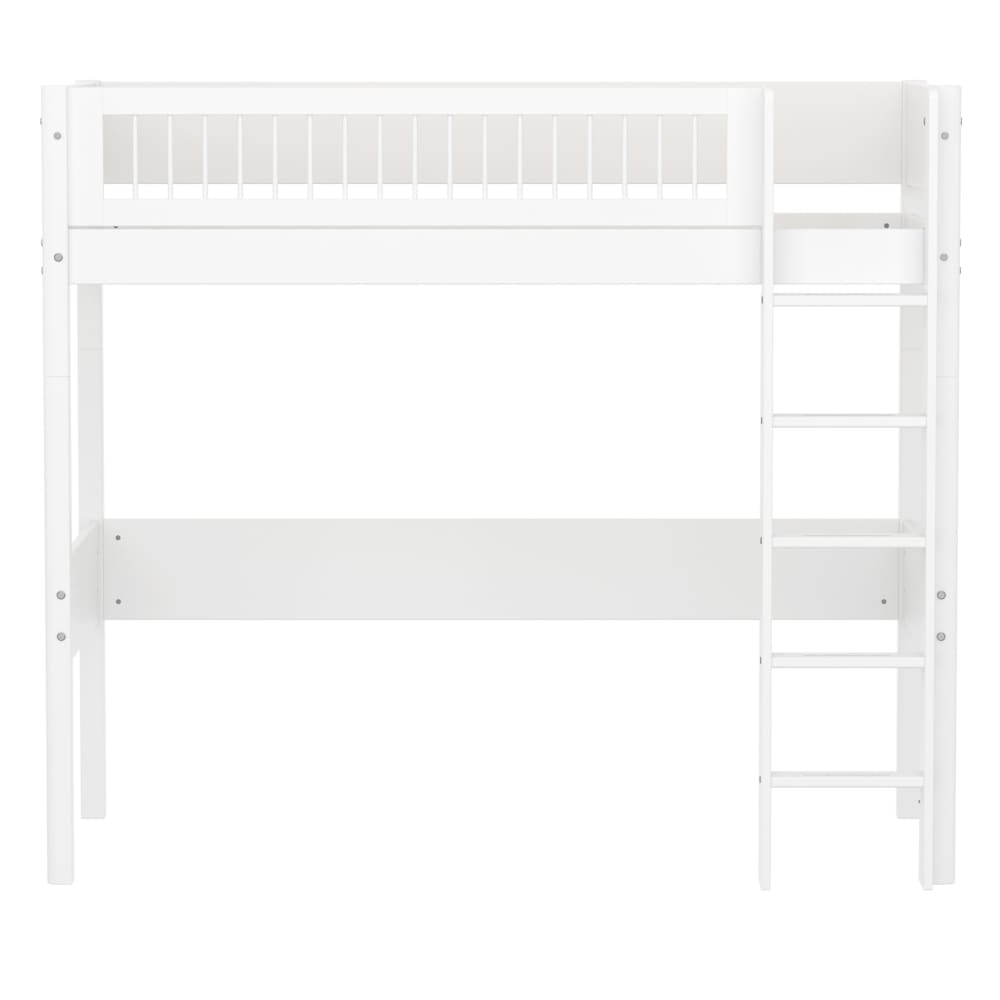 Lit mezzanine avec échelle droite effet bois blanc 90x200cm - Maisons du Monde