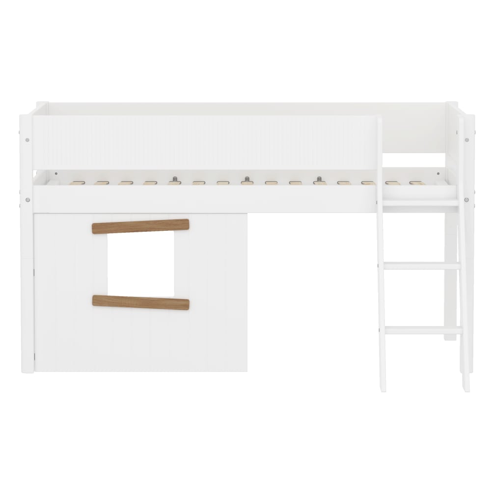 Lit mi-hauteur échelle et façades effet bois blanc 90x200cm - Maisons du Monde
