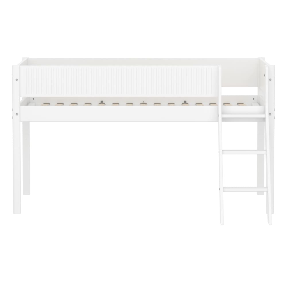 Lit mi-hauteur avec échelle inclinée effet bois blanc 90x200cm - Maisons du Monde