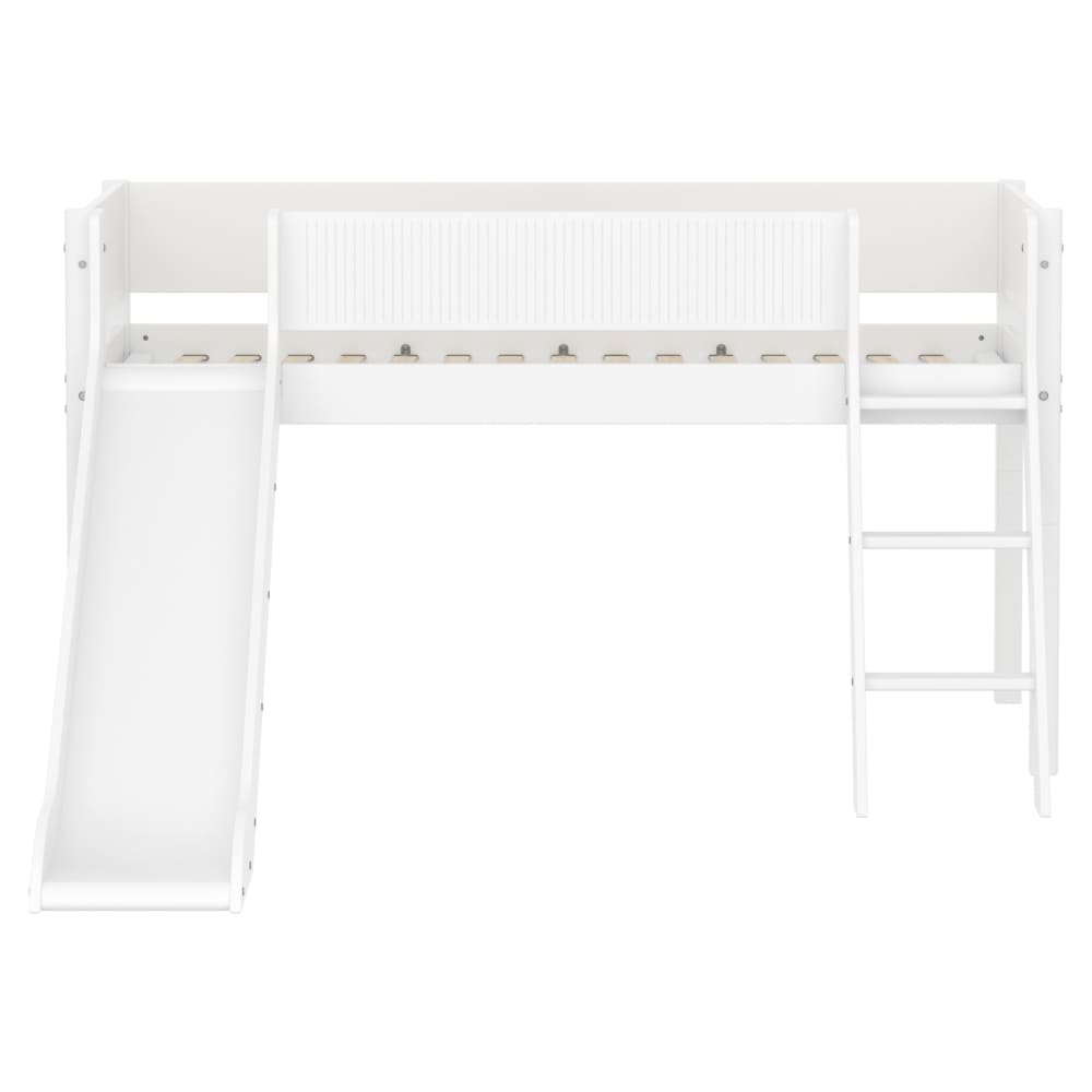Lit mi-hauteur avec échelle et toboggan effet bois blanc 90x200cm - Maisons du Monde