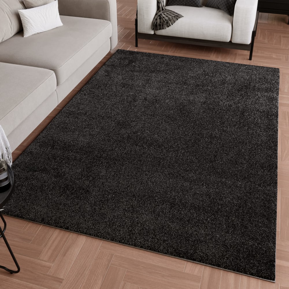 Tapis uni poils anthracite belle densité 200x200 — vue 3
