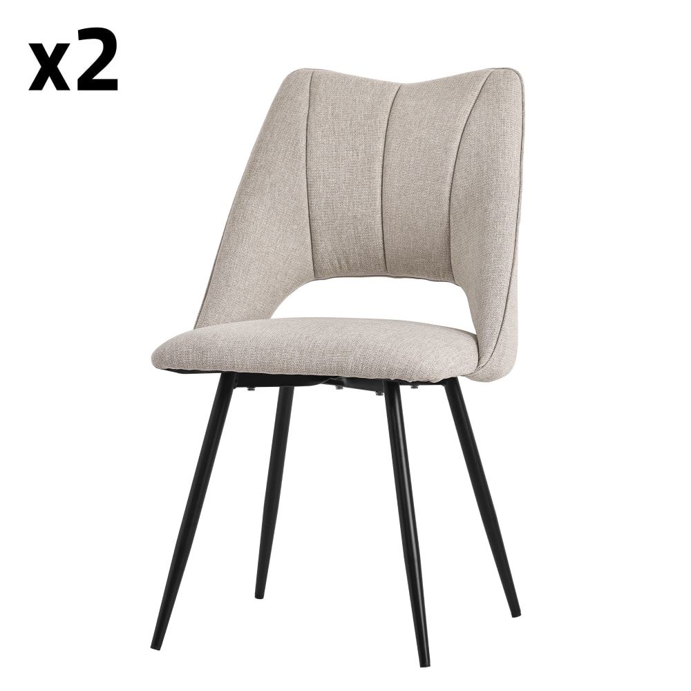 ML-Design Esszimmerstühle 2er Set Beige mit Stoffbezug Gepolstert Metallbeinen Beige Pes - Polyester