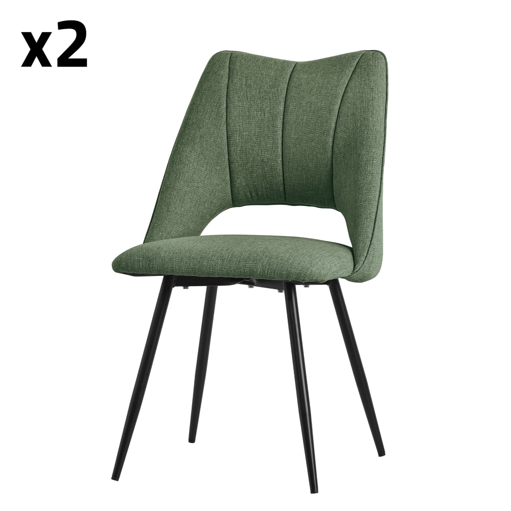 ML-Design Esszimmerstühle 2er Set Grün Stoffbezug Gepolstert Metallbeinen Grün Pes - Polyester