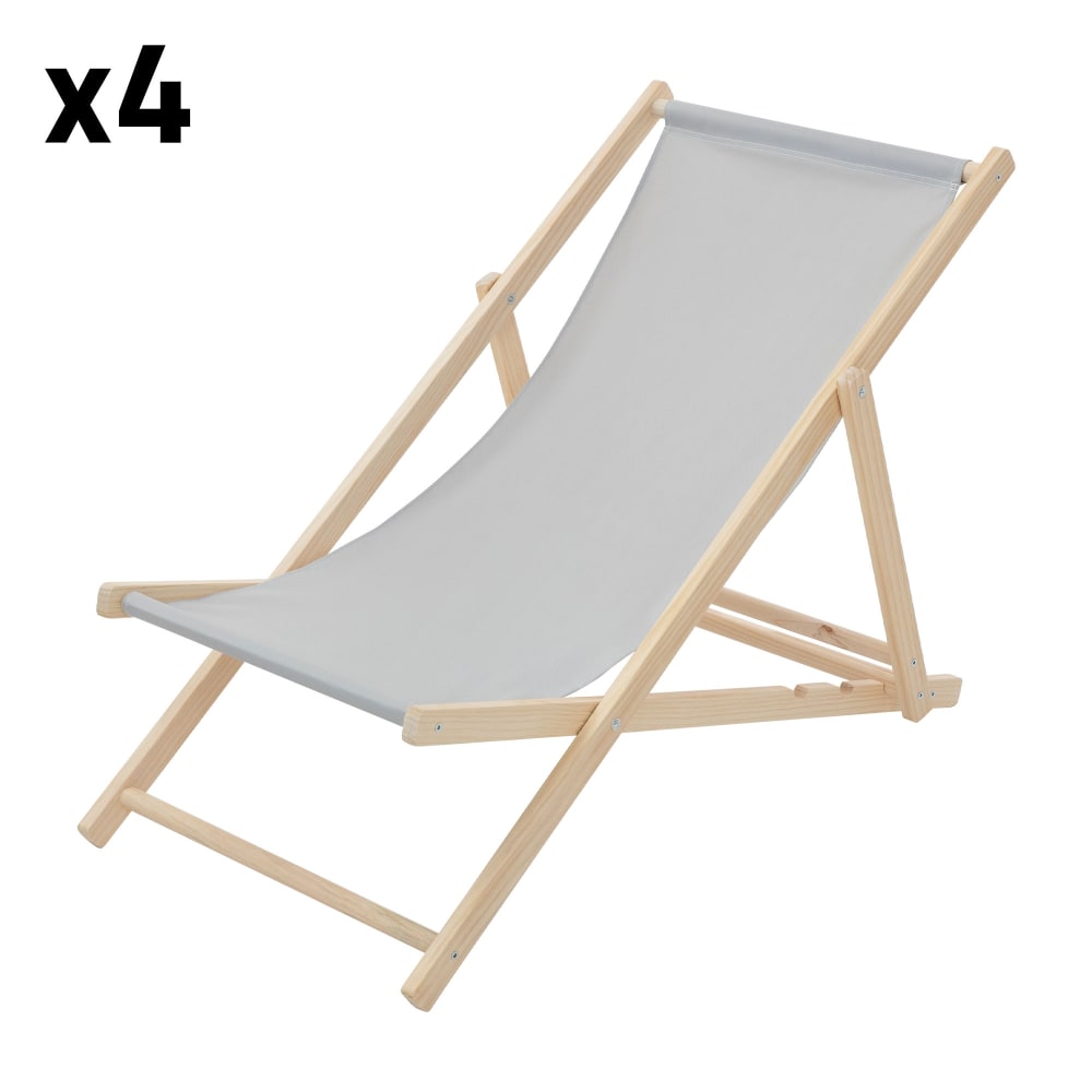 lot de 4 chaises longues - gris