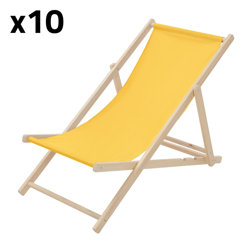 Lot de 10 chaises longues - pliantes bois