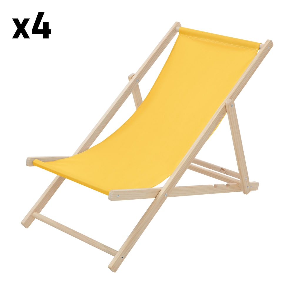 Lot de 4 chaises longues - pliantes