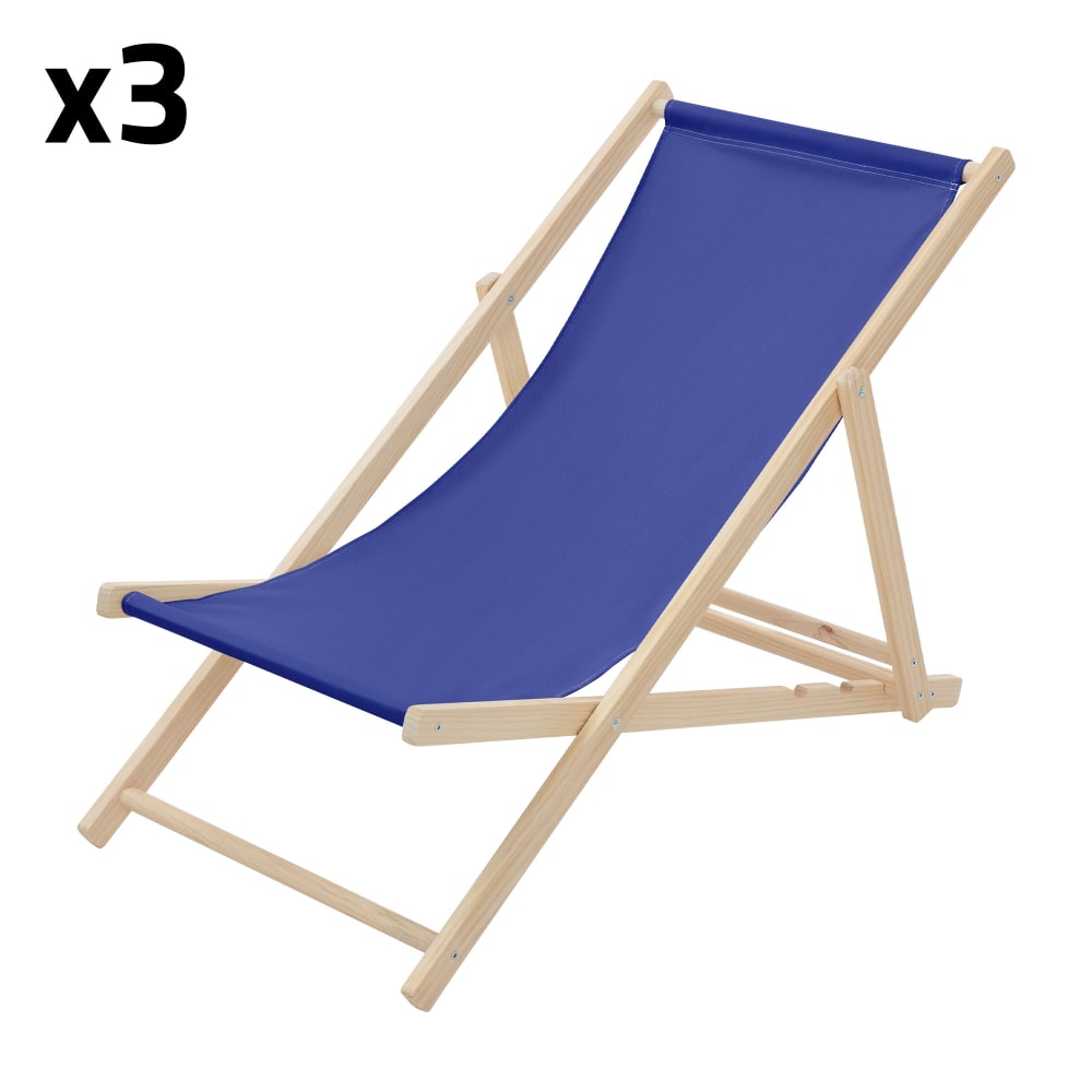 Lot de 3 chaises longues - pliantes
