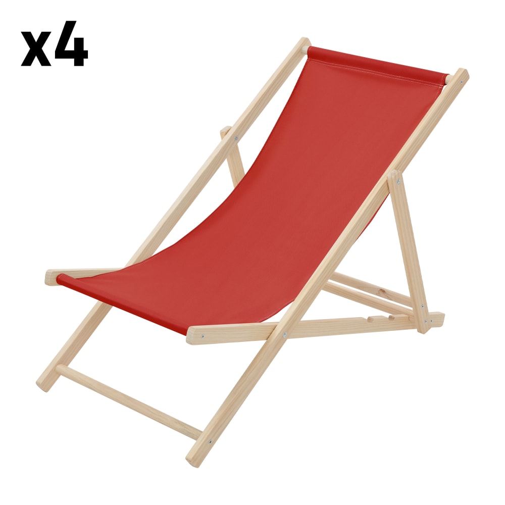 Lot de 4 chaises longues - bois