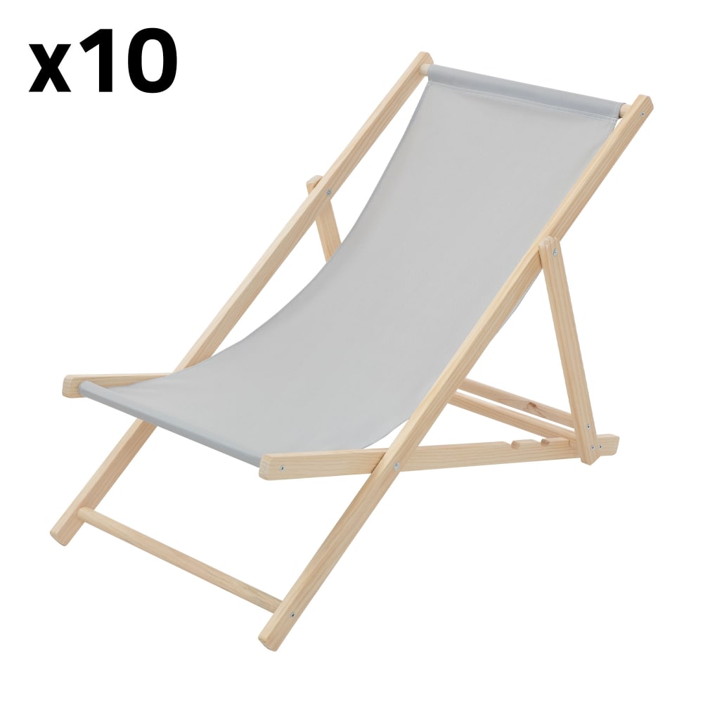 lot de 10 chaises longues - gris