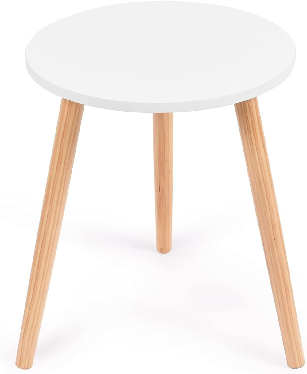 Table d’appoint ronde avec pieds en bois massif charge max 30 kg