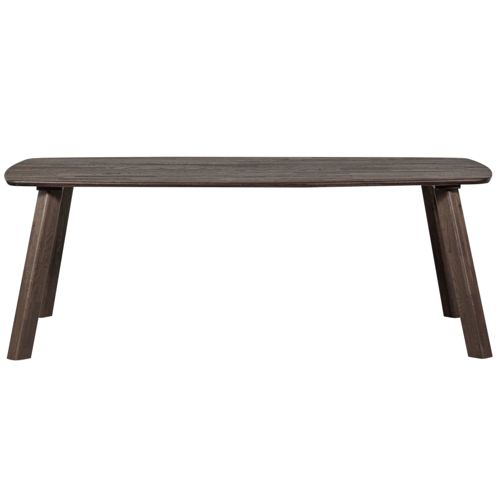 Table à manger en bois de chêne 6 personnes marron foncé